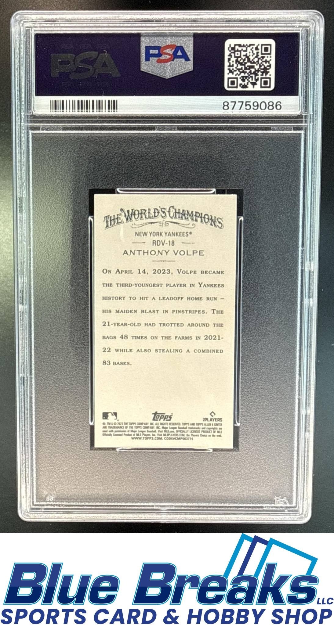 2023 Topps Allen & Ginter Anthony Volpe #RDV-18 A&G Rookie Design Variation Mini RC PSA 10 New York Yankees