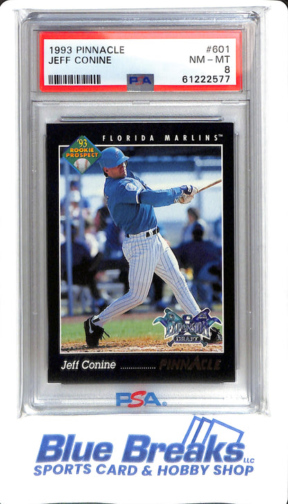 1993 Pinnacle - Jeff Conine - #601 - PSA 8 - Florida Marlins / Miami - Baseball