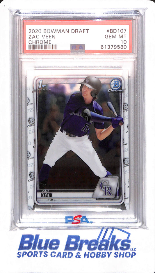 2020 Bowman Draft - Zac Veen - # BD107 - Baseball - Colorado Rockies - PSA 10 - Chrome