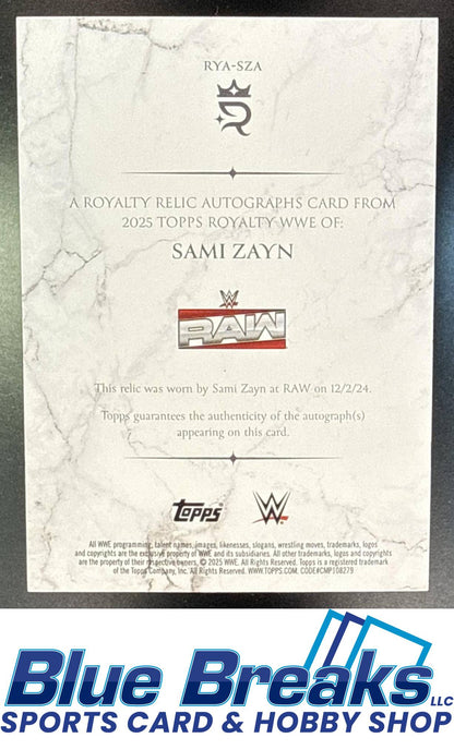 2025 Topps Royalty WWE Relic Auto Blue Sami Zayn 25/25 #RYA-SZA