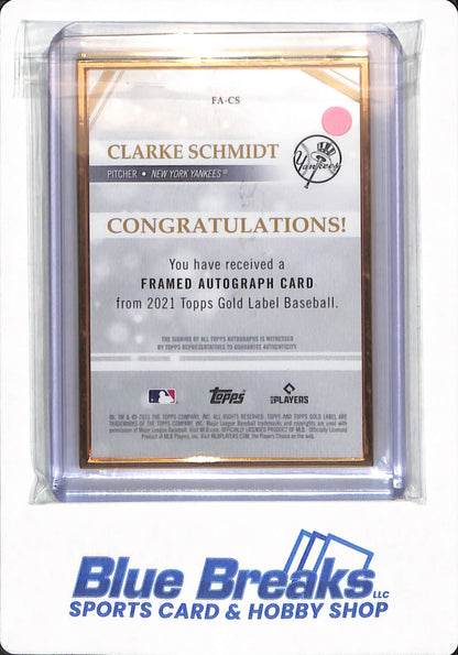 2021 Topps Gold Label - Clarke Schmidt - #FA-CS - New York Yankees - Baseball - Autographed