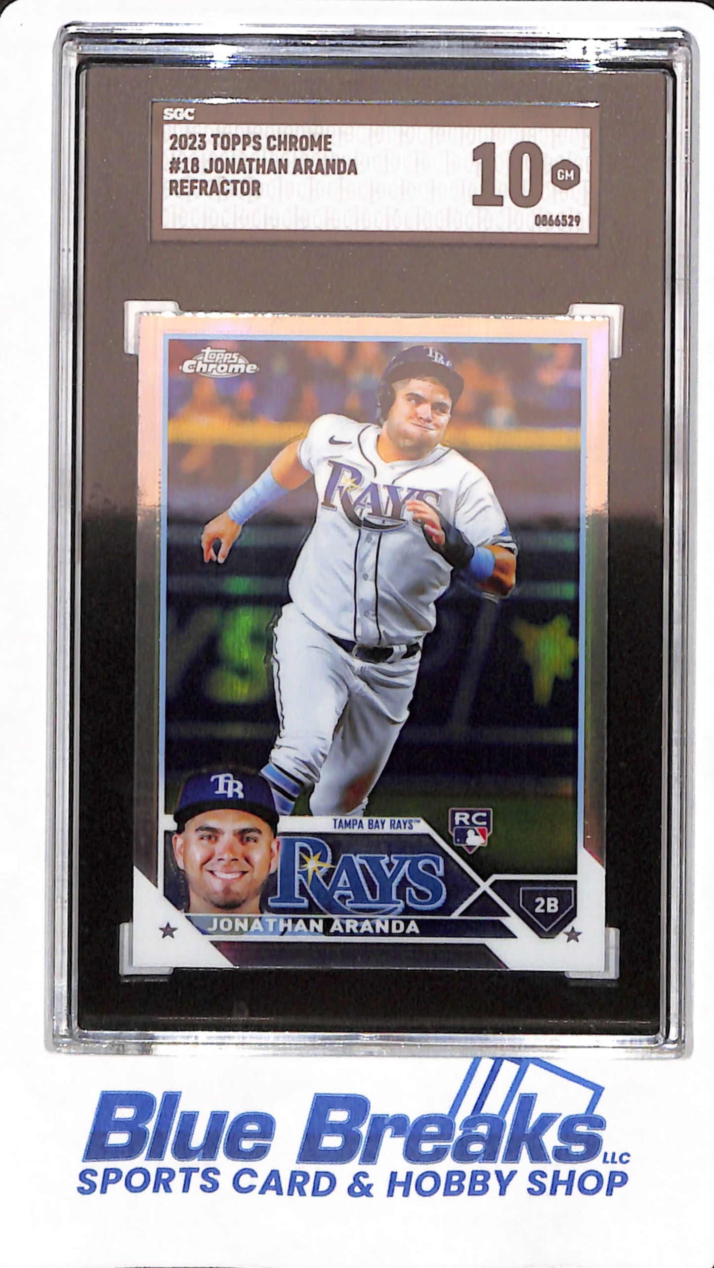 2023 Topps Chrome - Jonathan Aranda - Baseball - Tampa Bay Rays - # 18 - Refractor - SGC 10