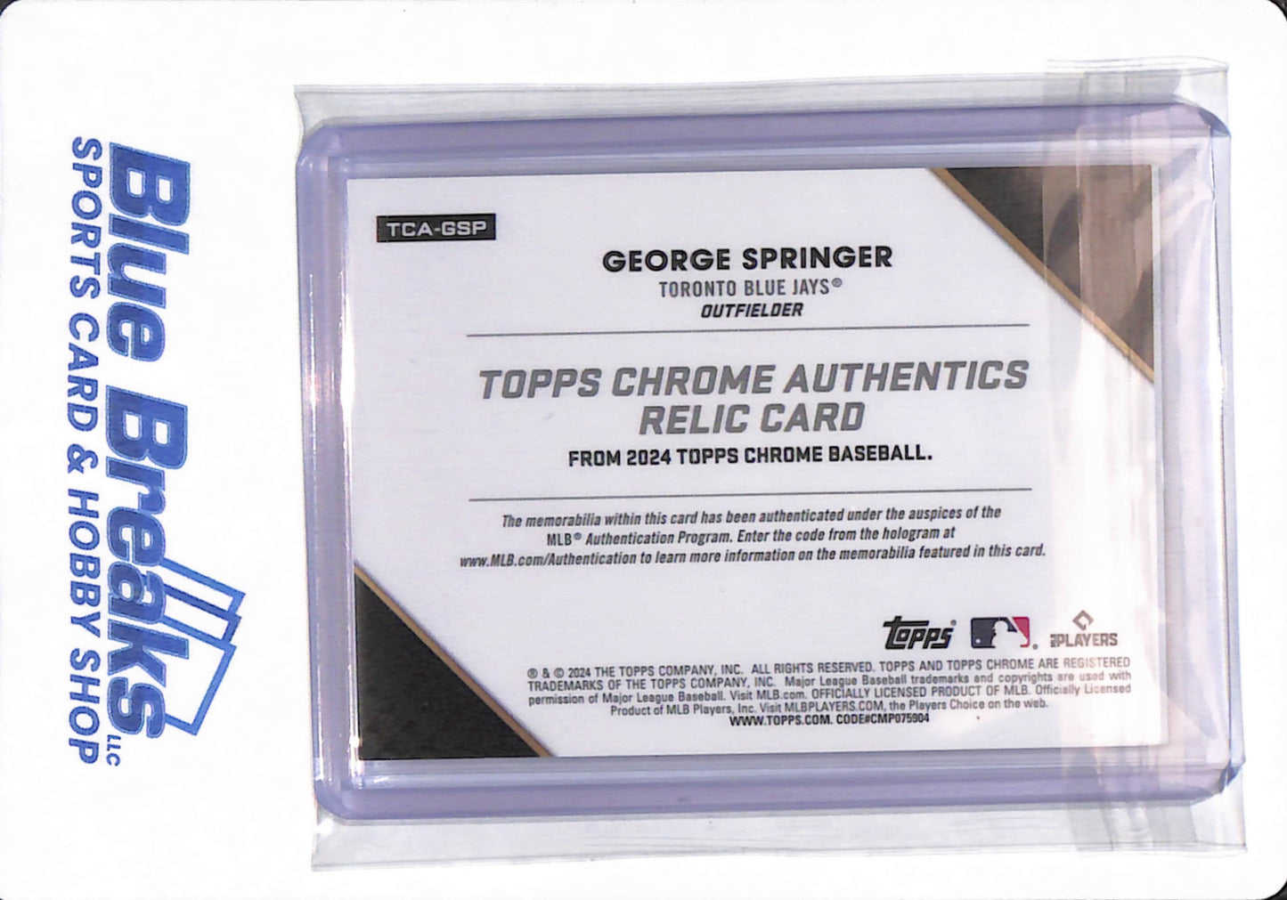 2024 Topps Chrome - George Springer - # TCA-GSP - Toronto Blue Jays - Baseball - Relic - Gold - 26/50