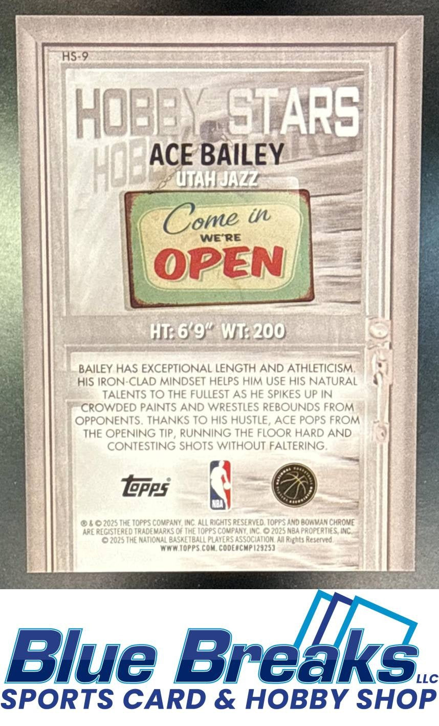2025 Bowman Ace Bailey #HS-9 Chrome Hobby Stars Gold Geometric Refractor 47/50 RC Utah Jazz