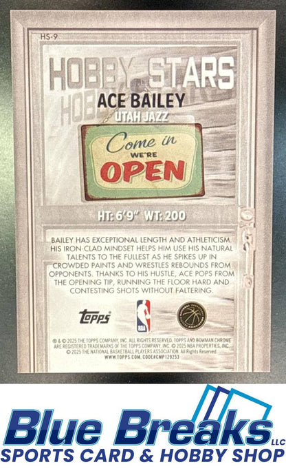 2025 Bowman Ace Bailey #HS-9 Chrome Hobby Stars Gold Geometric Refractor 47/50 RC Utah Jazz