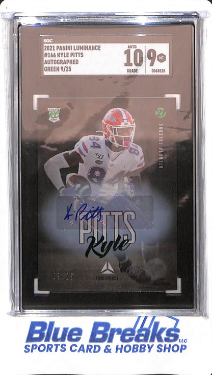 2021 Panini Luminance - Kyle Pitts - # 166 - Florida Gators - Football - Autographed - SGC 9 - Green - 09/25