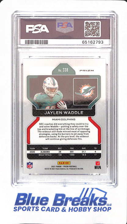 2021 Prizm - Jaylen Waddle - # 338 - Football - PSA 9 - Silver Prizm - Rookie - Miami Dolphins