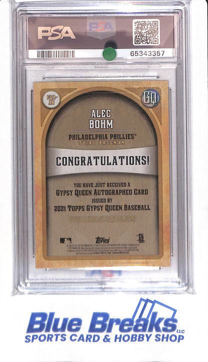 2021 Gypsy Queen - Alec Bohm - # AB - Philadelphia Phillies - PSA Authentic - Baseball - Autographed - Script