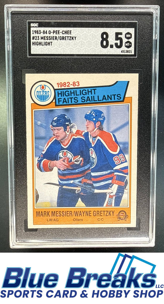1983-84 O-Pee-Chee Mark Messier Wayne Gretzky [RC] #23 SGC 8.5 Edmonton Oilers