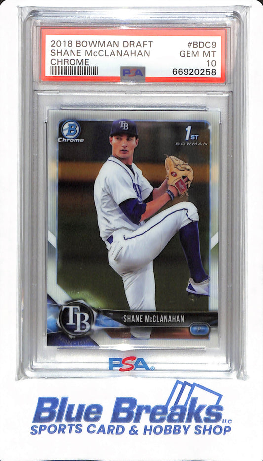 2018 Bowman Draft - Shane McClanahan - #BDC9 - PSA 10 - Tampa Bay Rays - Chrome - Baseball