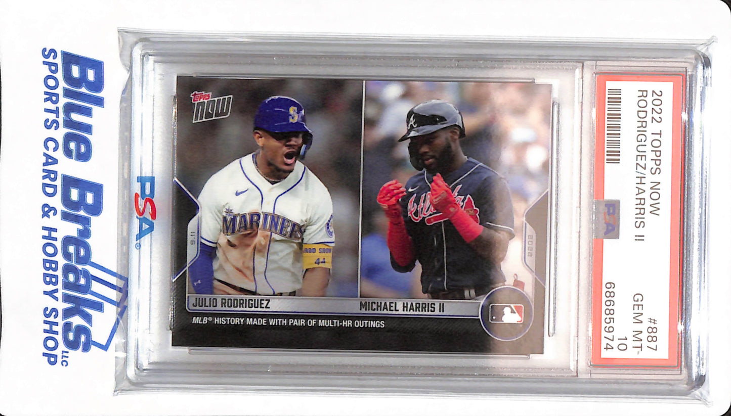 2022 Topps Now - # 887 - Julio Rodriguez / Michael Harris II - Seattle Mariners / Atlanta Braves - Baseball - PSA 10