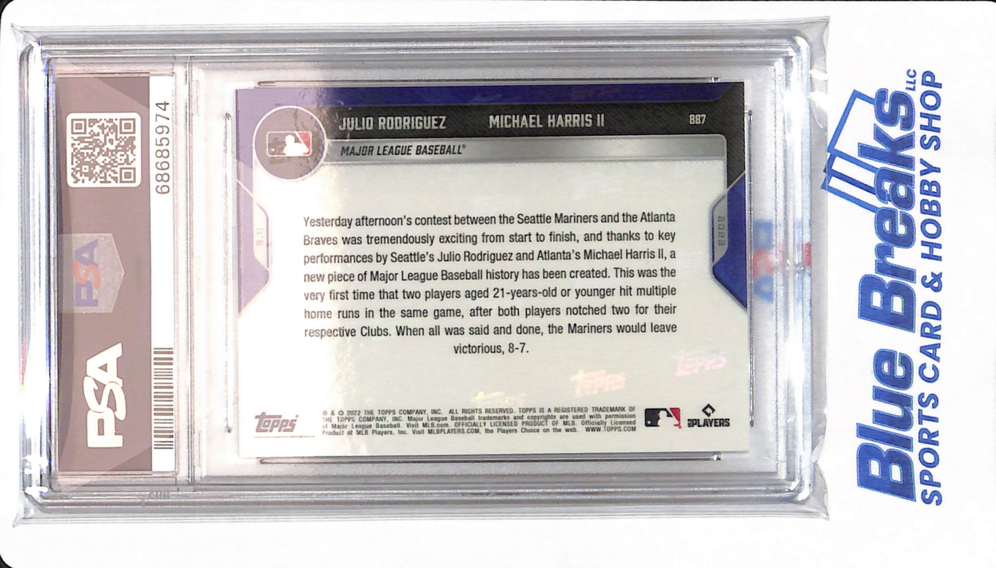 2022 Topps Now - # 887 - Julio Rodriguez / Michael Harris II - Seattle Mariners / Atlanta Braves - Baseball - PSA 10