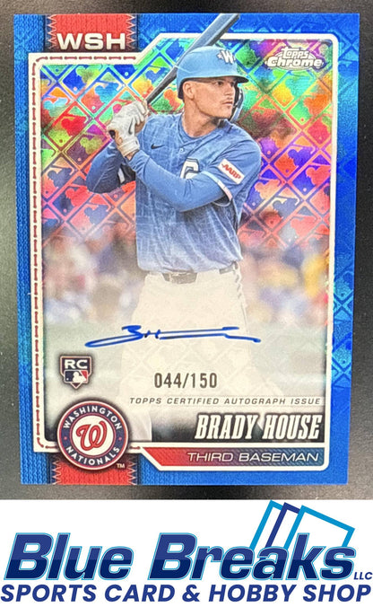 2026 Topps Chrome LogoFractor Brady House #RA-BHO Rookie Auto Blue Refractor 044/150 RC Washington Nationals