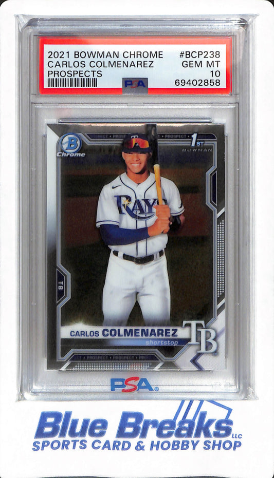 2021 Bowman Chrome - Carlos Colmenares - #BCP238 - PSA 10 - Tampa Bay Rays - Baseball - Prospects