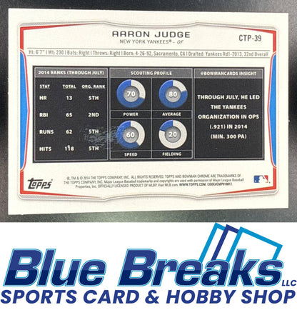 2014 Bowman Draft Chrome Top Prospects Aaron Judge [RC] #CTP-39 New York Yankees