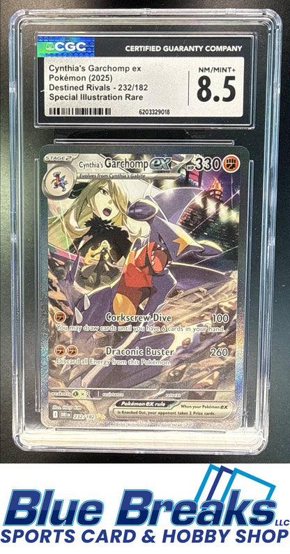 2025 Pokemon Destined Rivals Cynthia's Garchomp ex Special Illustration Rare #232/182 CGC 8.5