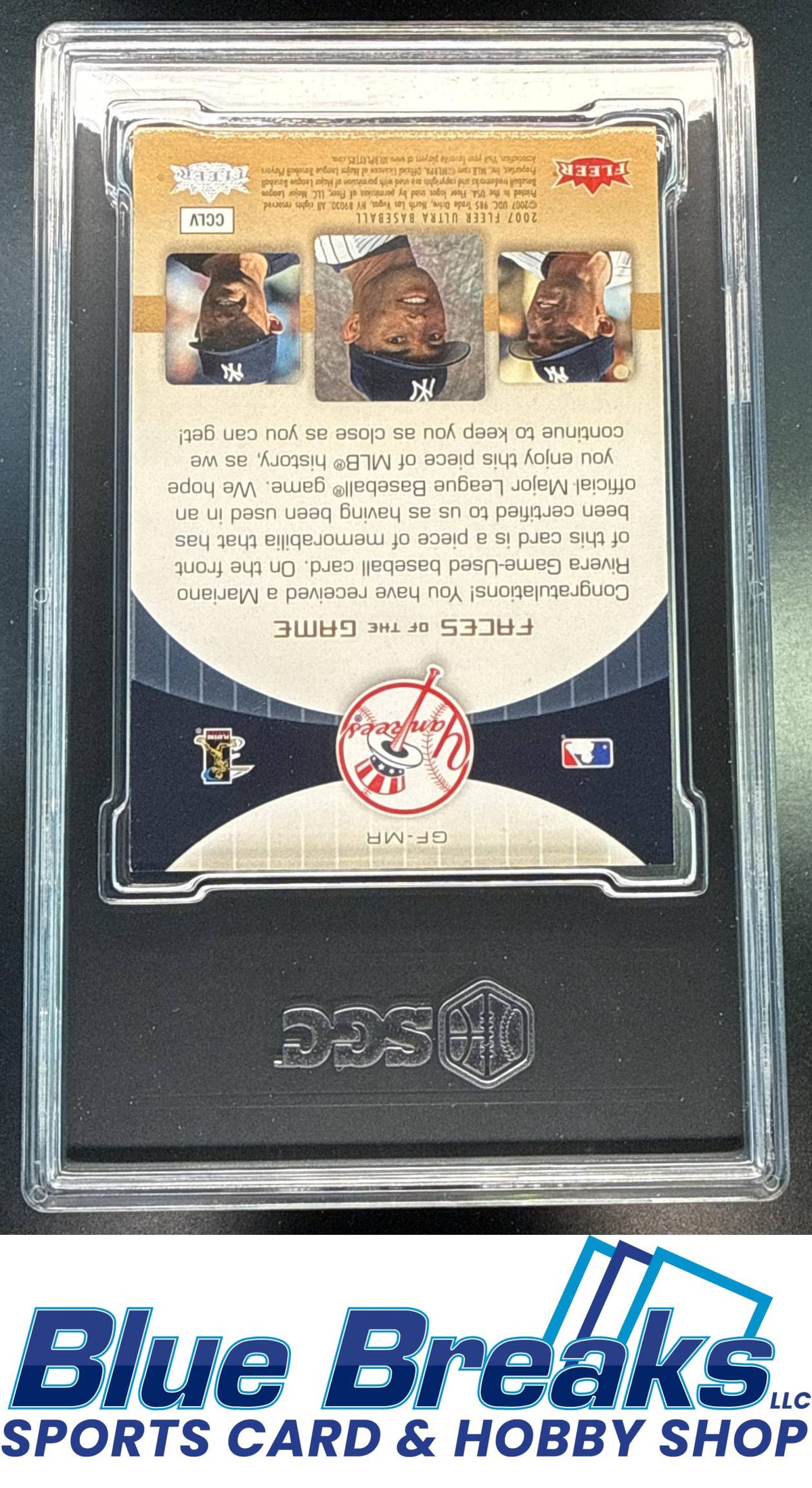 2007 Fleer Ultra Mariano Rivera #GF-MR Faces of the Game Materials Relic SGC 7 New York Yankees