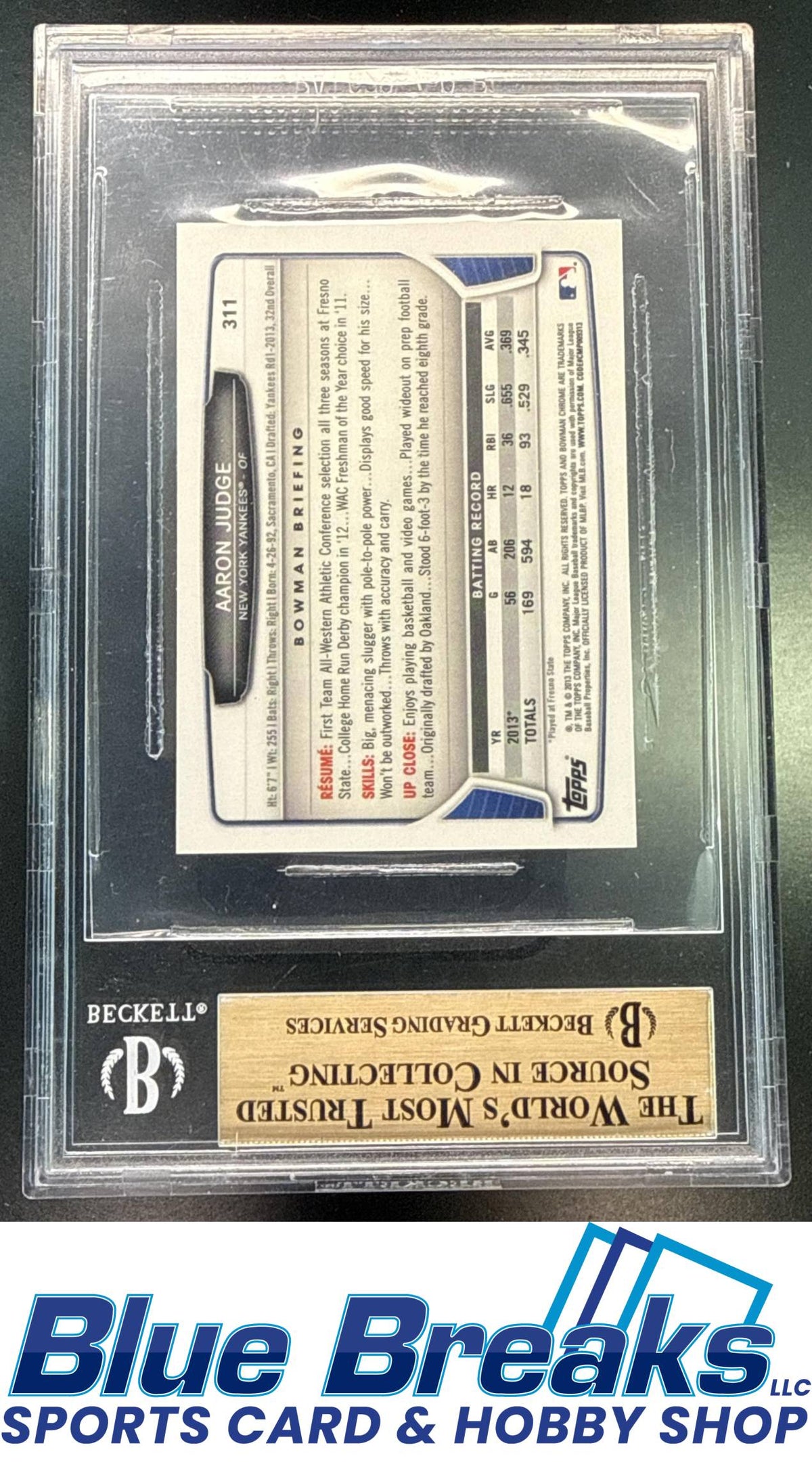 2013 Bowman Chrome Mini Aaron Judge [RC] #311 BGS 9.5 New York Yankees