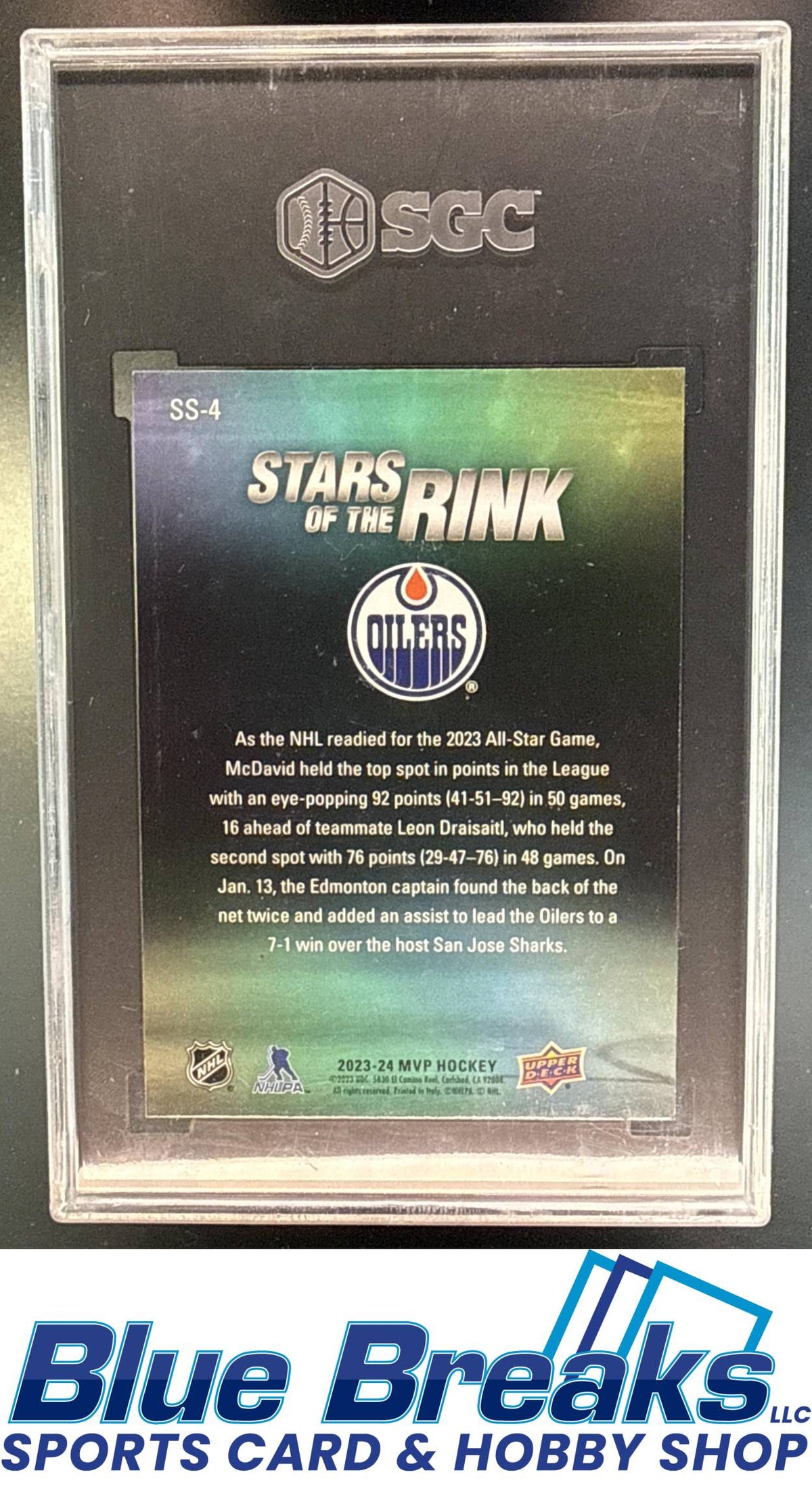 2023 Upper Deck MVP Connor McDavid #SS-4 Stars of the Rink SGC 9 Edmonton Oilers