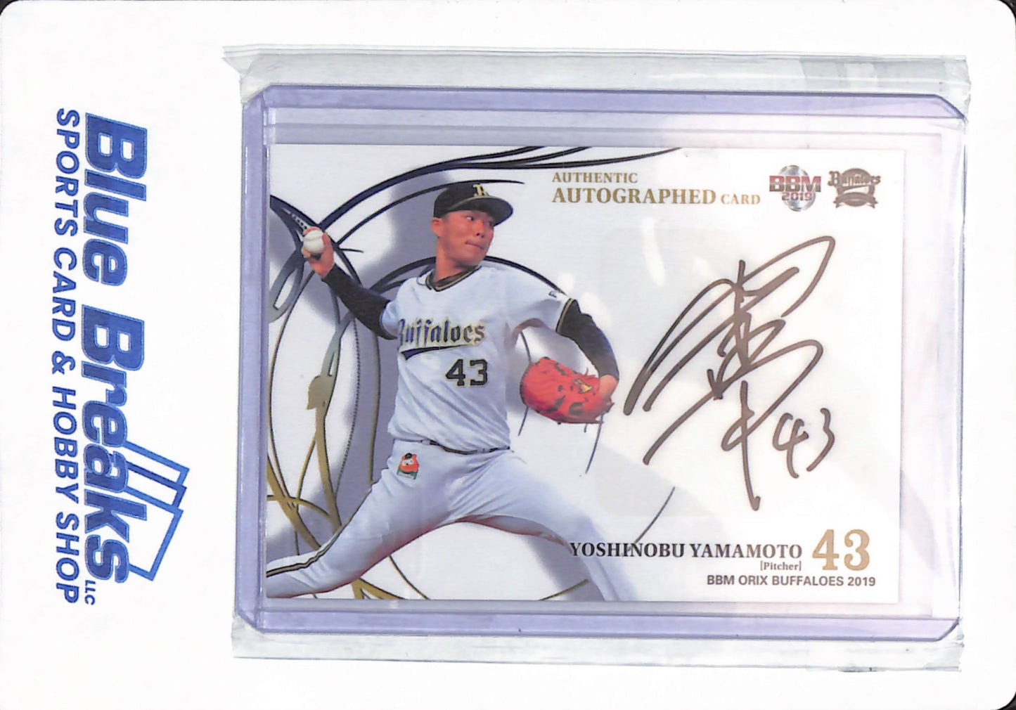 2019 BBM - Yoshinobu Yamamoto - Orix Buffaloes - Los Angeles Dodgers - On Card Autograph - 07/40