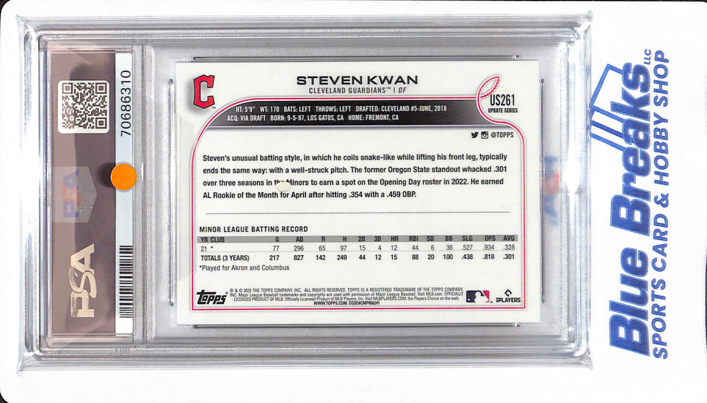 2022 Topps Update - Steven Kwan - # US261 - PSA 10 - Baseball - Cleveland Guardians