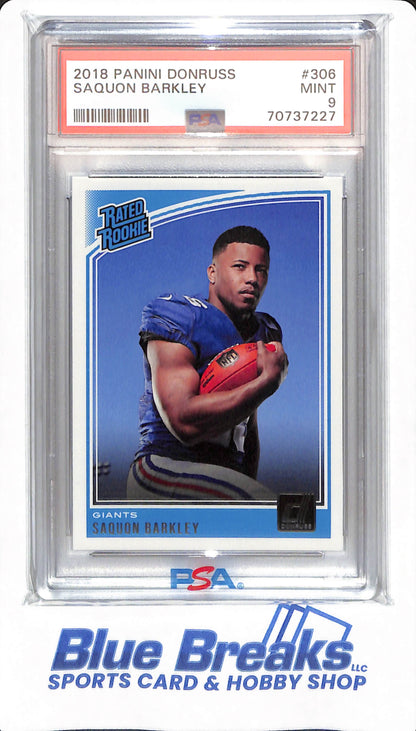 2018 Panini Donruss - Saquon Barkley - # 306 - New York Giants - Football - PSA 9