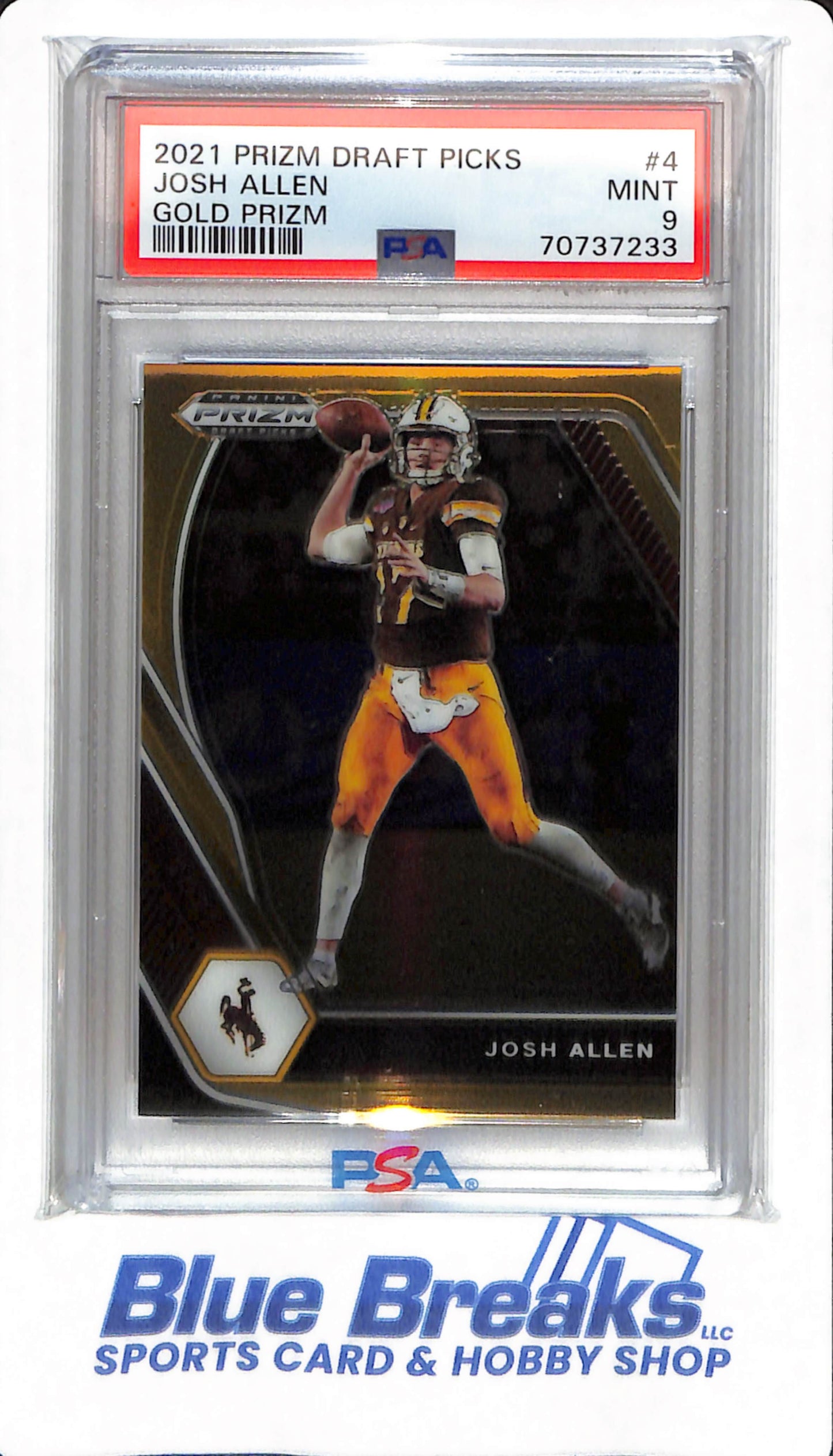 2021 Prizm Draft Picks - Josh Allen - #4 - PSA 9 - Buffalo Bills - Wyoming - Football - GOLD - 04/10