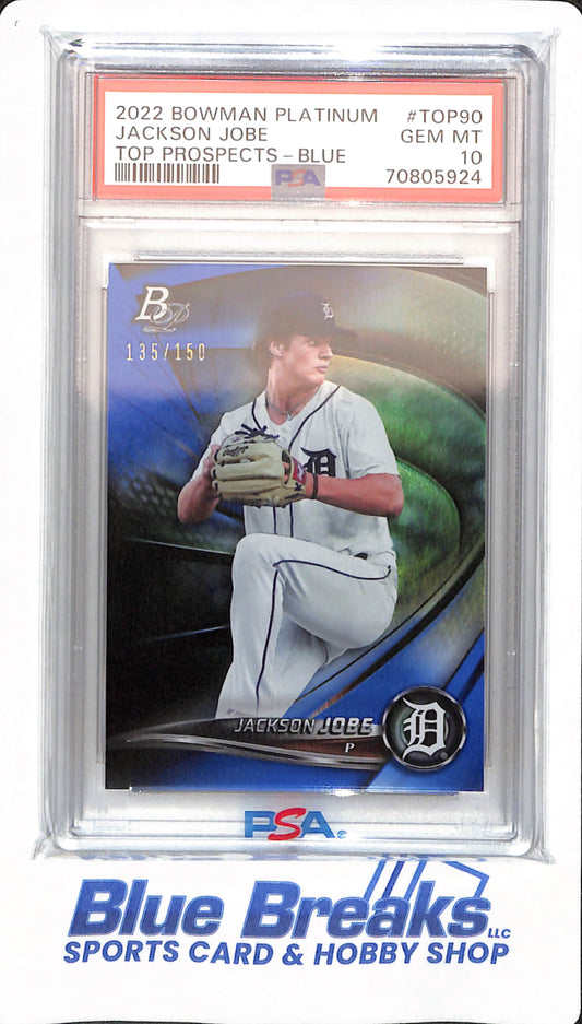 2022 Bowman Platinum - Jackson Jobe - # TOP90 - PSA 10 - Detroit Tigers - Baseball - Top Prospects Blue - 135/150