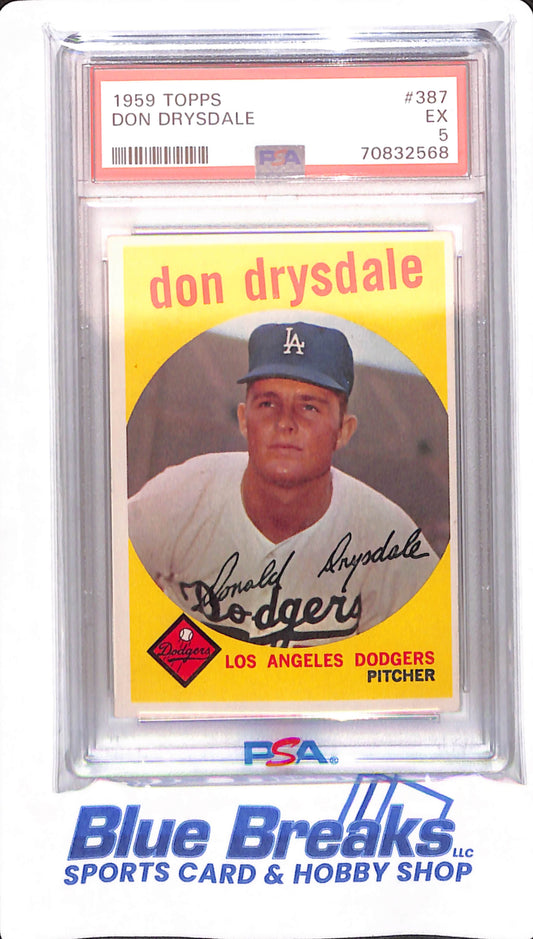 1959 Topps - Don Drysdale - # 387 - Los Angeles Dodgers - PSA 5 - Baseball