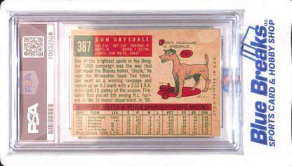 1959 Topps - Don Drysdale - # 387 - Los Angeles Dodgers - PSA 5 - Baseball