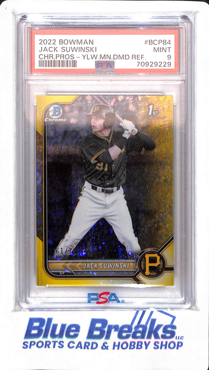 2022 Bowman - Jack Suwinski - # BCP84 - PSA 9 - Baseball - Pittsburgh Pirates - Chrome Prospect Diamond Refractor - 61/75