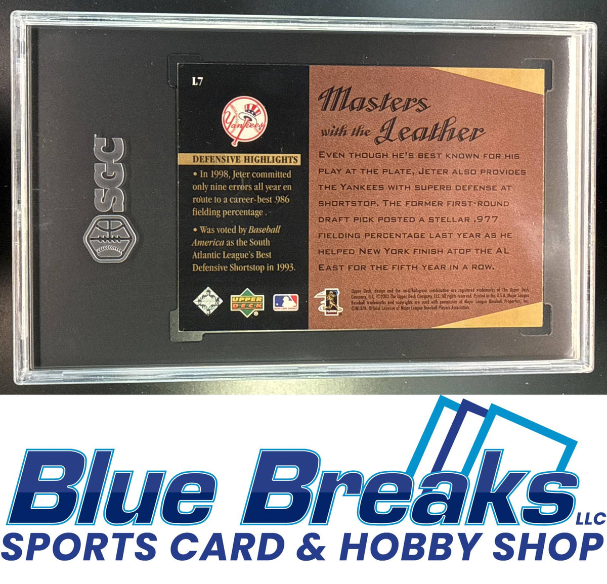 2003 Upper Deck Derek Jeter #L7 Masters with the Leather SGC 8.5 New York Yankees