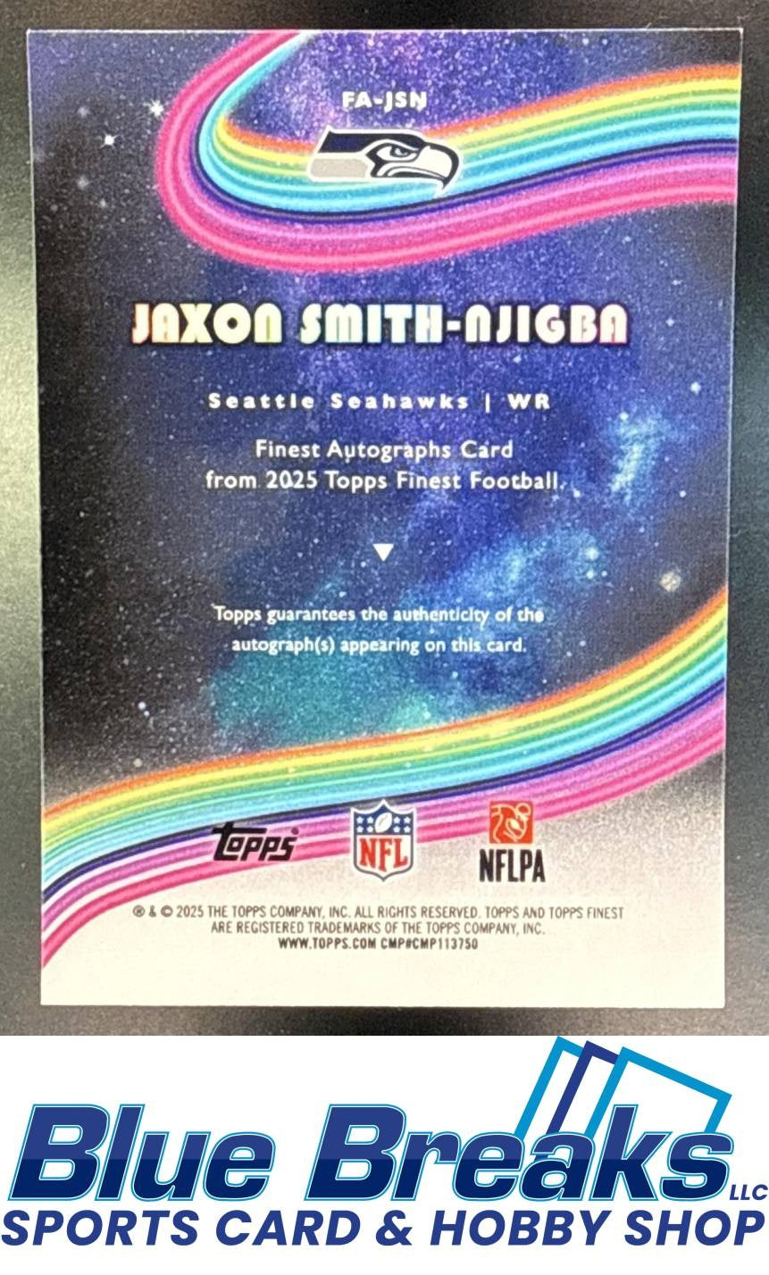 2025 Topps Finest Jaxon Smith-Njigba #FA-JSN Auto Orange Geometric Refractor 06/25 Seattle Seahawks