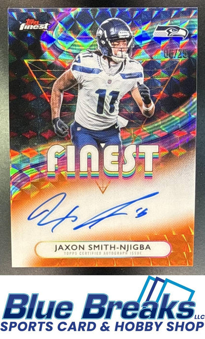 2025 Topps Finest Jaxon Smith-Njigba #FA-JSN Auto Orange Geometric Refractor 06/25 Seattle Seahawks