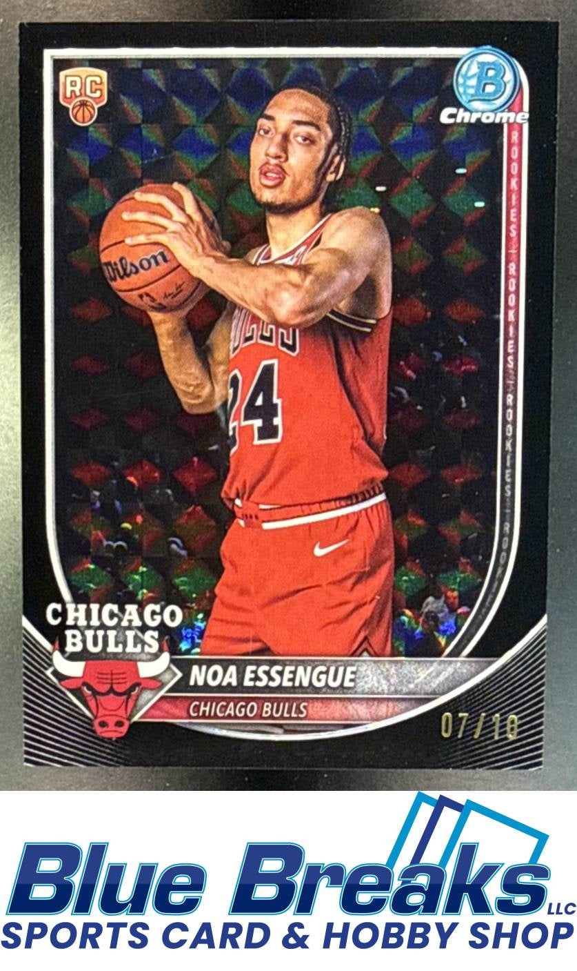 2025 Bowman Noa Essengue #BCV-12 Chrome Black Geometric Refractor 07/10 RC Chicago Bulls