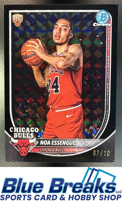 2025 Bowman Noa Essengue #BCV-12 Chrome Black Geometric Refractor 07/10 RC Chicago Bulls