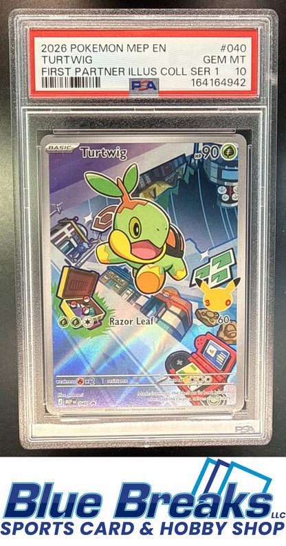 2026 Pokemon MEP Black Star Promos Turtwig #040 First Partner Illustration Collection Series 1 PSA 10