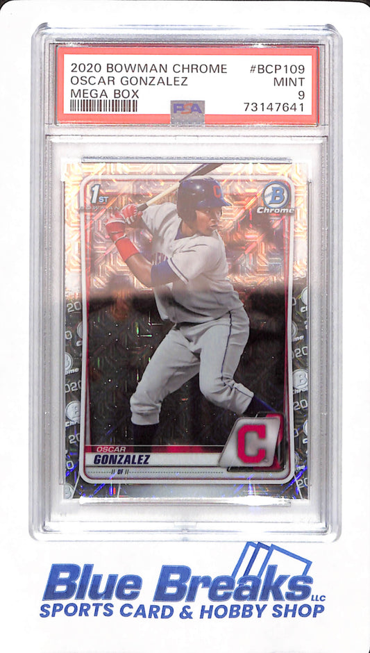 2020 Bowman Chrome - Oscar Gonzalez - # BCP109 - Baseball - Mega Box - PSA 9 - Cleveland Guardians