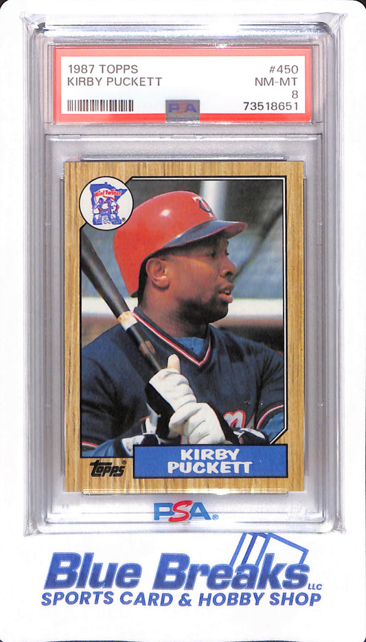 1987 Topps - Kirby Puckett - #450 - PSA 8 - Minnesota Twins - Baseball
