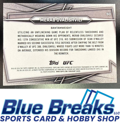 2026 Topps Chrome Sapphire UFC Yellow Refractor Merab Dvalishvili 65/75 #50