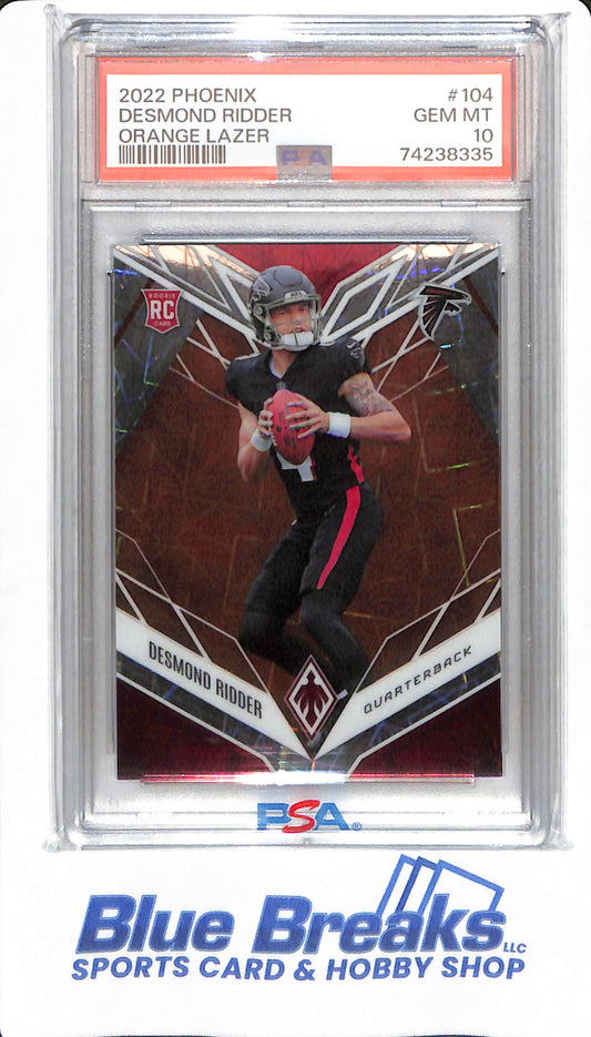 2022 Phoenix - Desmond Ridder - # 104 - Atlanta Falcons - Football - PSA 10 - Orange Lazer