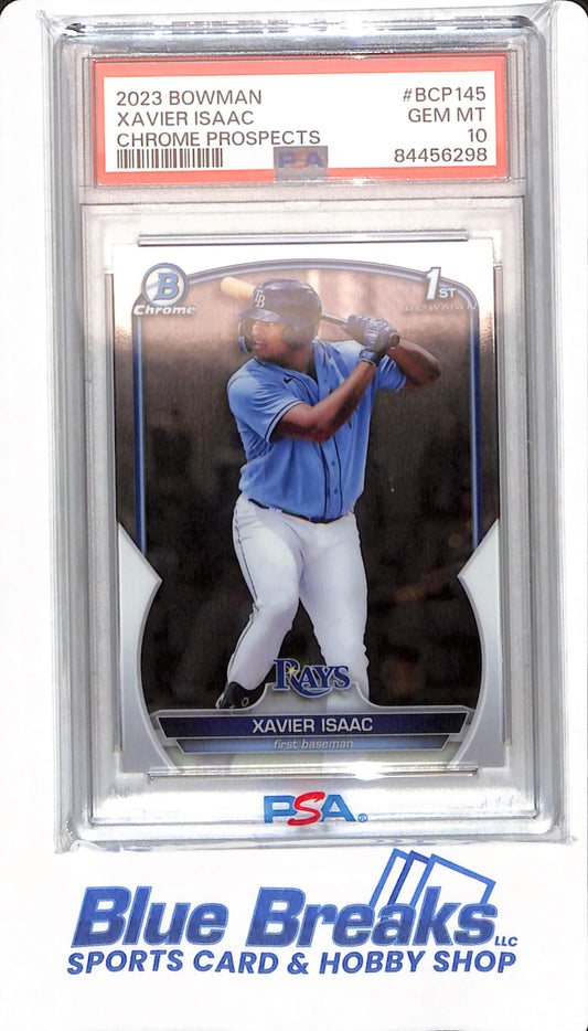 2023 Bowman - Xavier Isaac - # BCP145 - Tampa Bay Rays - Baseball - PSA 10 - Chrome Prospects