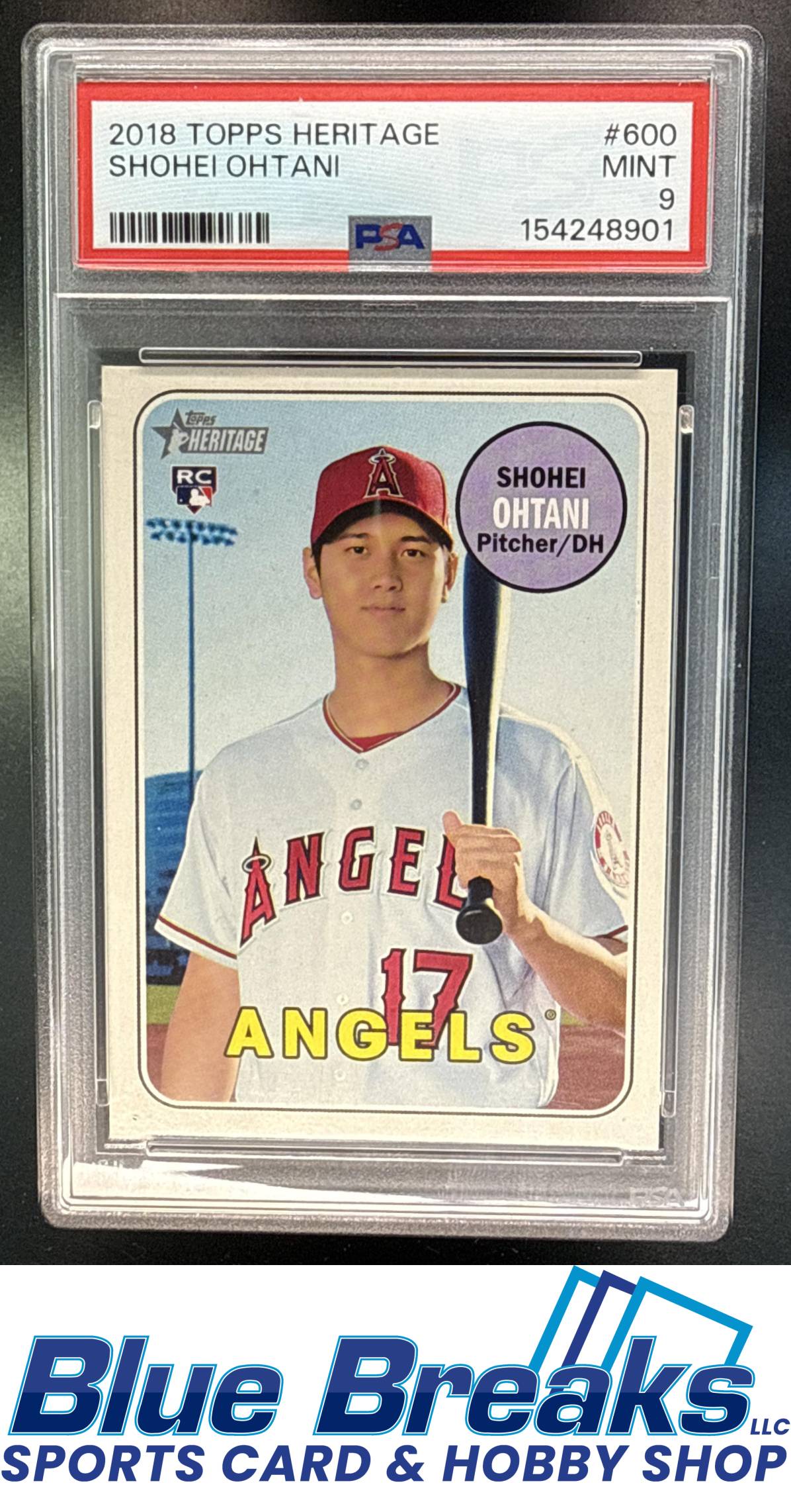 2018 Topps Heritage Shohei Ohtani [RC] #600 RC PSA 9 Los Angeles Angels