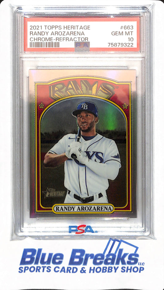 2021 Topps Heritage - Randy Arozarena - # 663 - Tampa Bay Rays - Baseball - PSA 10 - Chrome Refractor - 210/572