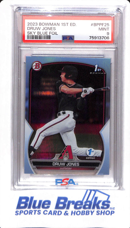 2023 Bowman 1st Edition - Druw Jones - #BPPF25 - PSA 9 - Arizona Diamondbacks - Sky Blue Foil - Baseball