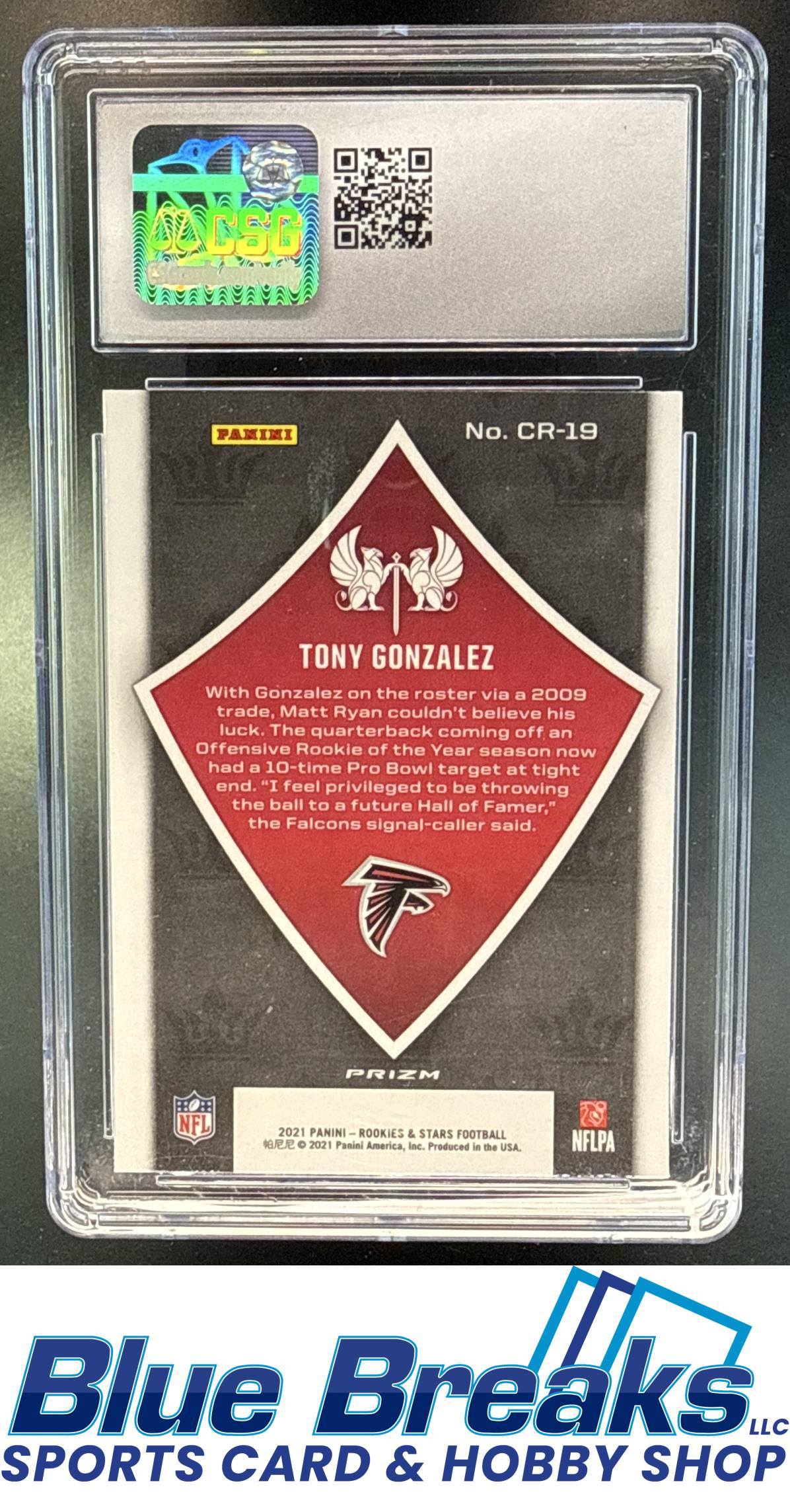 2021 Panini Rookies & Stars Tony Gonzalez #CR-19 Crusade Red Scope CGC 9 Atlanta Falcons