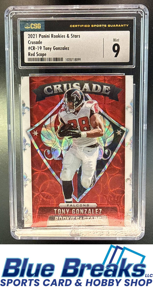 2021 Panini Rookies & Stars Tony Gonzalez #CR-19 Crusade Red Scope CGC 9 Atlanta Falcons