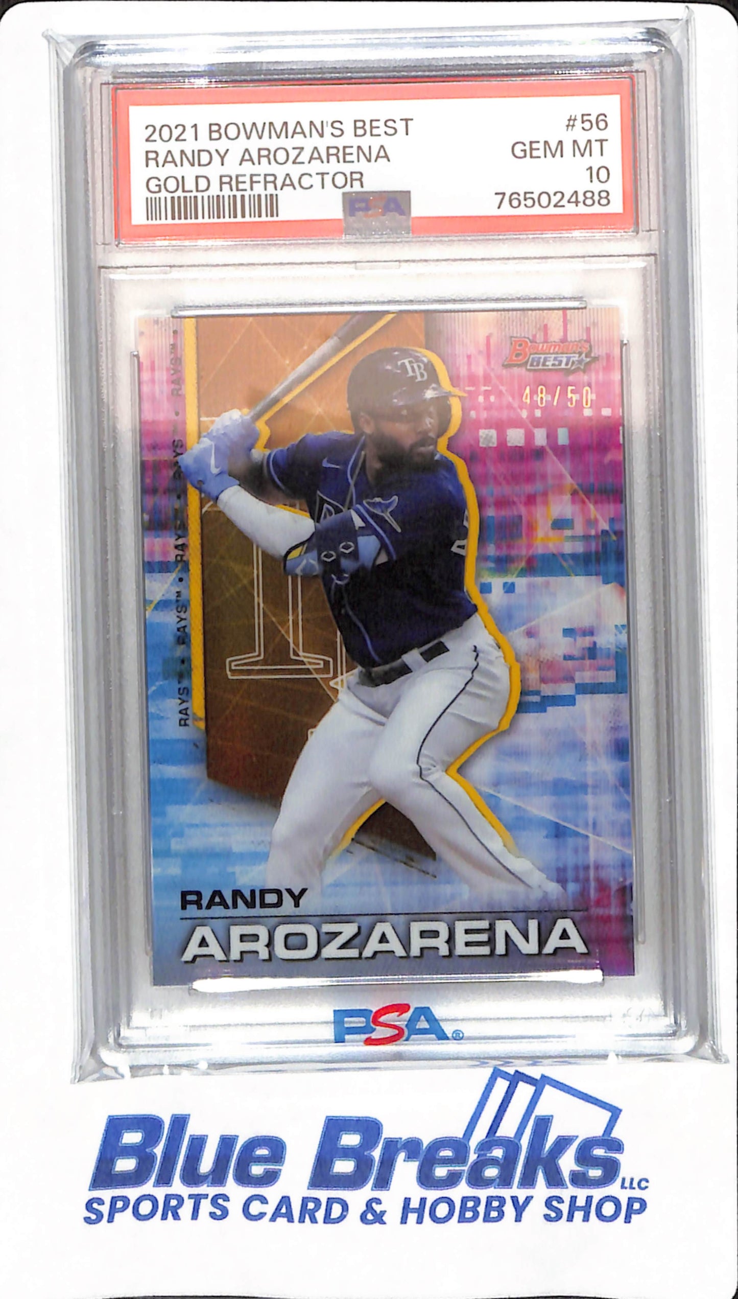 2021 Topps Bowman's Best - Randy Arozarena - # 56 - Tampa Bay Rays - Baseball - PSA 10 - Gold Refractor - 48/50