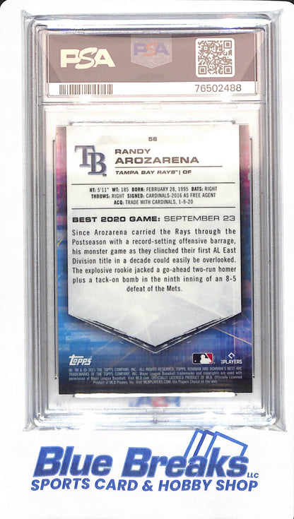 2021 Topps Bowman's Best - Randy Arozarena - # 56 - Tampa Bay Rays - Baseball - PSA 10 - Gold Refractor - 48/50