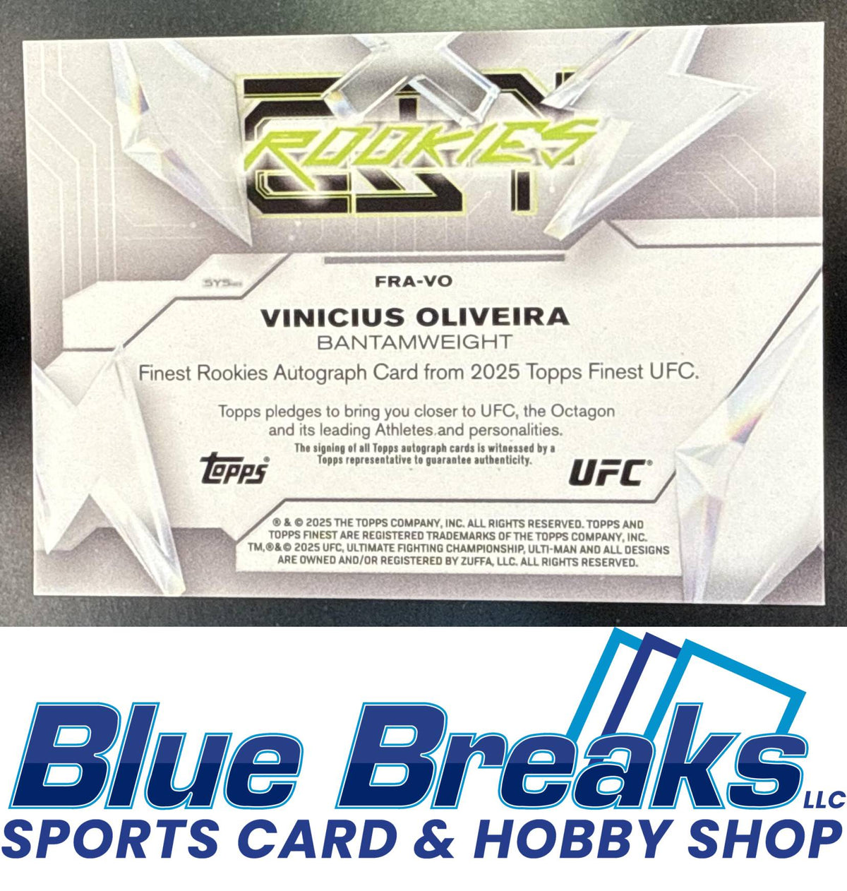2025 Topps UFC Finest RC Auto Vinicius Oliveira [RC] #FRA-VO